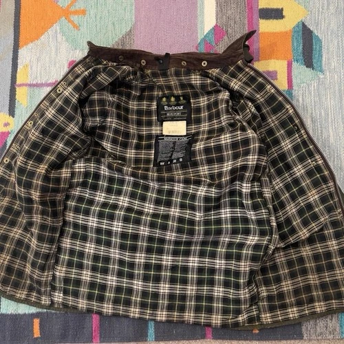 Barbour Beaufort 38 AS IS Waxed Cotton Jacket Khaki Olive England A150 Canvas image 4