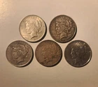 Lot of 5 Peace Dollar $1 Silver Coins 1922 & 1923 - Circulated