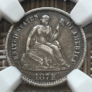 1871 Seated Liberty half dime, NGC XF-40