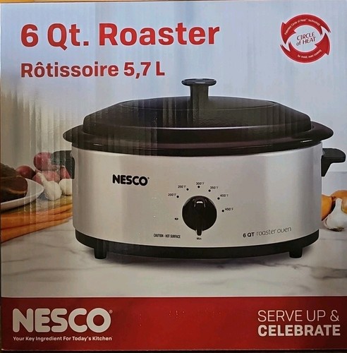 NIB 6 Qt. Stainless Roaster To Roast, Bake, Cook, Steam with Porcelain Finish