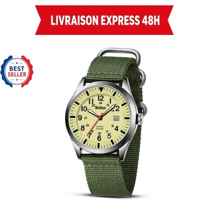 Montre homme HANPOSH 0321 quartz militaire analogique acier 42 mm - Photo 1/4