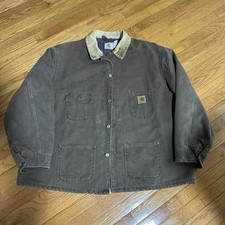 Vintage 90s Mens 3XL Carhartt Jacket Blanket Lined CB0482 Barn Chore Brown