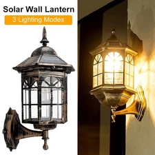 1/2/4PK Solar Wall Lantern Light Dusk To Dawn LED Sconce Lamp Porch Outdoor Lamp
