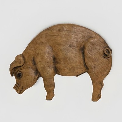 Alpha Rez Co. Pig Wall Plaque 1983 Wood Composite 3D Dated & Signed 12.5  Decor