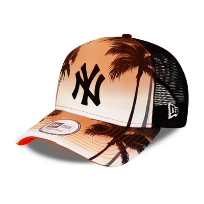 New Era Summer City Black A-Frame Trucker Cap New York Yankees Palmen Sommer