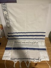 Talitnia Blue And Gold Striped Tallit Prayer Shawl 6ft X 2ft
