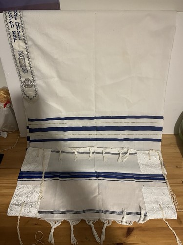 Talitnia Blue And Gold Striped Tallit Prayer Shawl 6ft X 2ft