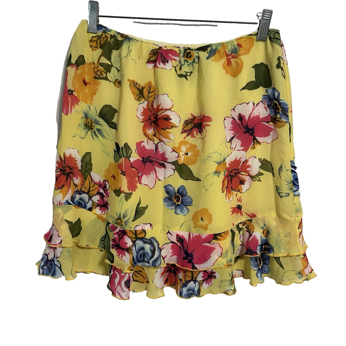 Jupe Banana Republic En Soie - Imprimé Floral Jaune, Taille 0 Petite