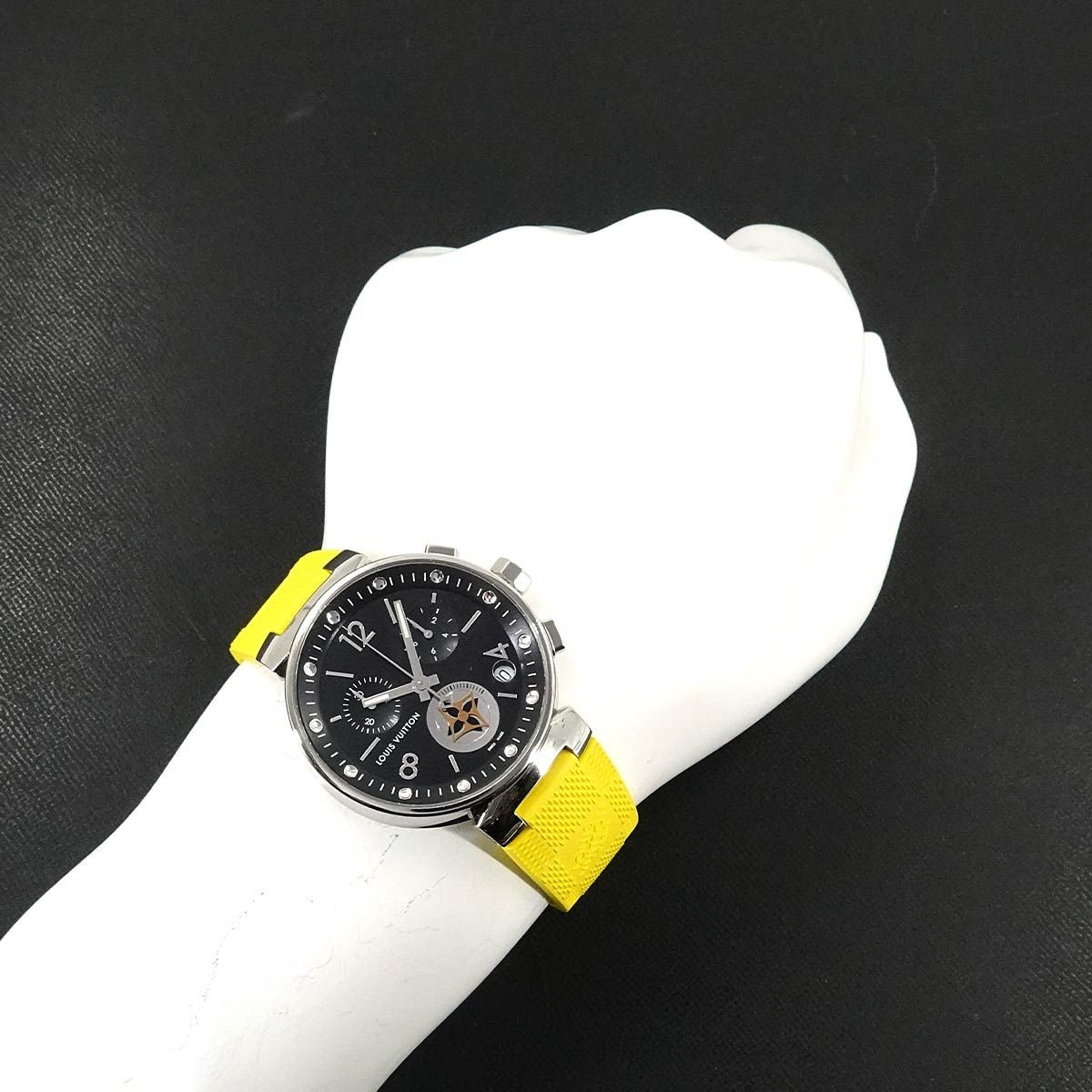 Louis Vuitton Tambour Moon Star GM Men's Watch Q8D11 Black Dial, Used From Japan thumbnail 3