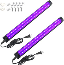 2 Packs 10W 1Ft Linkable UV-A Black Light Bars with 59In Plug Switch