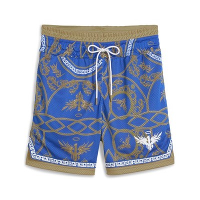 PUMA Melo Golden Graphic Drawstring Athletic Shorts Mens Blue Casual Athletic Bo