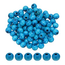 10mm Wooden Beads for Craft Making, 100 Pcs Loose Spacer Beads, Sky Blue