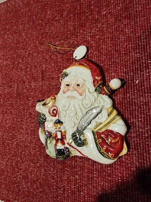 Fitz and Floyd Regal Holiday 2014 Christmas Ornament Santa Bust.