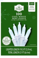 Holiday Time 100 Cool White Mini LED Christmas Lights INDOOR OUTDOOR White Wire