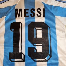 Lionel Messi Argentina Home Retro Jersey #19 Y2K Size XL Sky Blue White