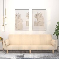 Schlafsofa 2-Sitzer Mit 2 Kissen Creme Stoff