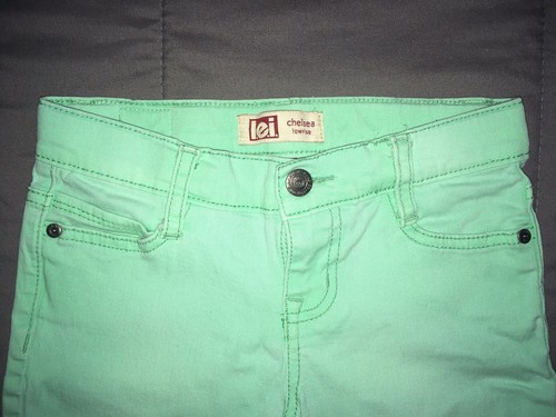 Kids' Lei Chelsea Low Rise Green Jean Shorts Sz 8 Regular - Picture 2 of 5