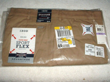 Mens IZOD Sport Flex Stretch Comfort Chino Pants 38x32 Straight Fit Non-Iron NWT