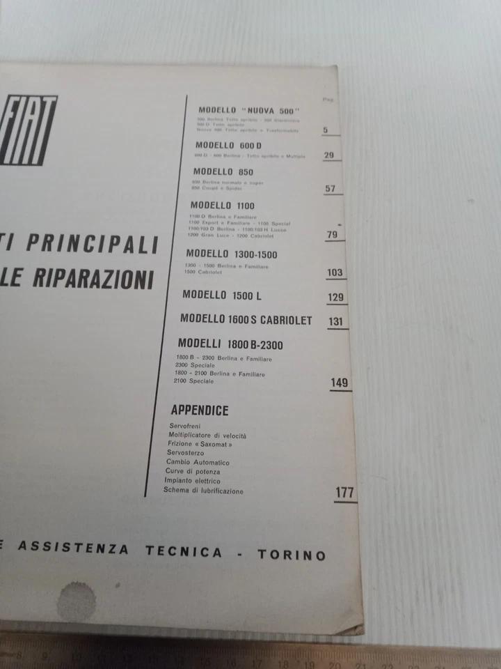manuale originale caratteristiche dati revisione 1965 Fiat Osca 1600 500 600 etc - Immagine 3 di 4