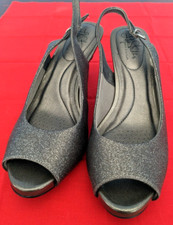 LifeStride Teller Slingback Sparkly Gray Silver Soft System Heels Size 9M