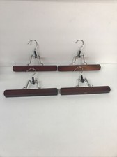 Vintage Wooden Pant/Skirt Hangers Felt Lined 10  Set Of 4 EUC