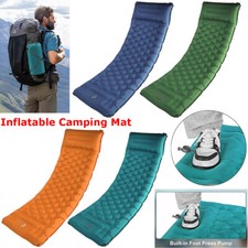 Camping Sleeping Pad Inflatable Air Mat Sleep Mattress with Pillow & Foot Pump