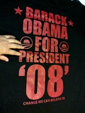 T-shirt BARACK OBAMA 2008Silkscreen CHANGE WE CAN 3XL EXTRA LARGE BLACK TSHIRT 