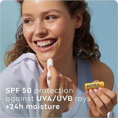 NIVEA SUN Protect Caring Lip Balm SPF50 (5.5ml), Factor 50 with... - Picture 5 of 7