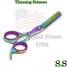 Multi Rainbow Single Edge Professional Barber Hair Thinning Scissor 6" BTS-472