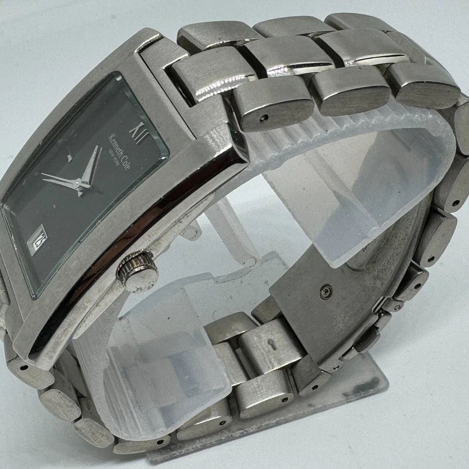 Reloj de cuarzo Kenneth Cole KC3142 para hombre rectangular de acero plateado ~ para reparación de piezas Foto 4 de 4