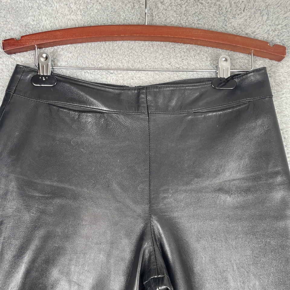 Одежда Revue 100% ягненка кожаные брюки черный размер 6 прямой ноги с подкладкой плоский передний - Изображение 2 из 4