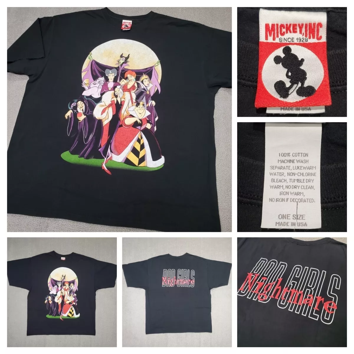 Vintage 1990s Disney Villains Bad Girls Nightmare Double Sided Graphic T-shirt