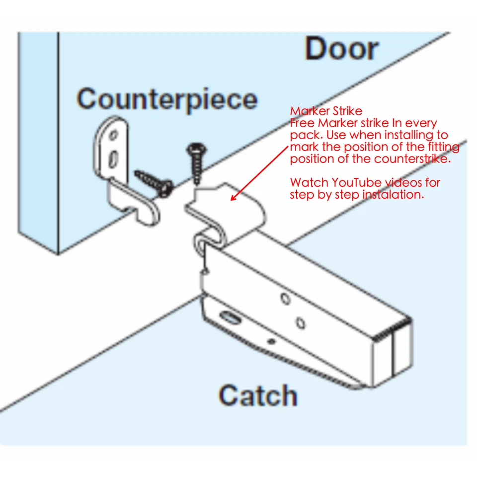 Loft Door Touch Catch Latch Hatch Push Auto Sprung Attic Cupboard with Screws - Image 3 of 4