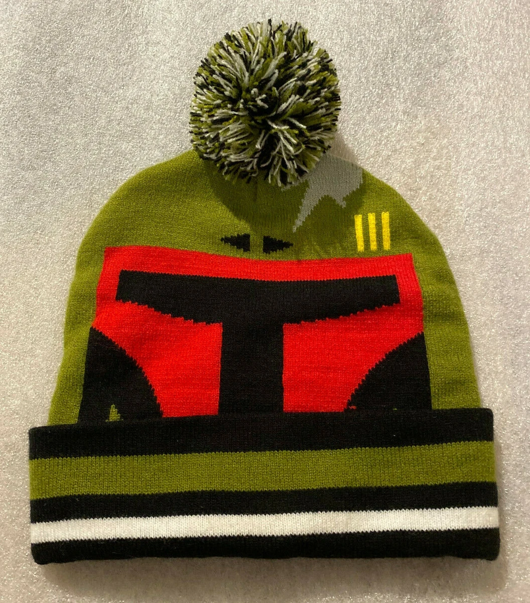 Star Wars Boba Fett Winter Beanie Hat Cuff Cap Mandalorian Bounty Hunter Pom