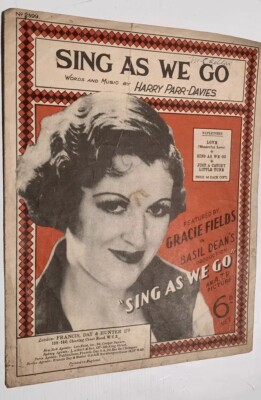 Gracie Fields Sing As We Go Original Vintage Song Notenblatt