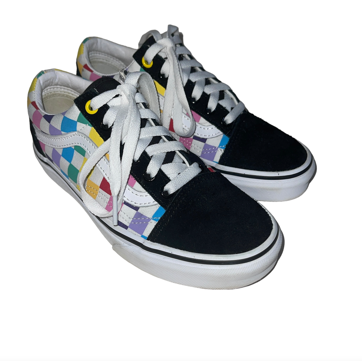 Vans Ward Rainbow Check Shoes Womens Size Colorful Old Skool