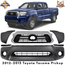 Front Bumper Cover Paintable & Grille Assembly Kit For 2012-2015 Toyota Tacoma