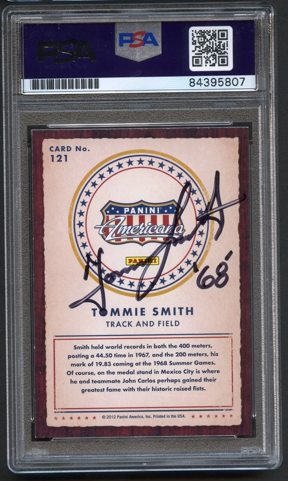 Tommie Smith #121 signed autograph 2012 Panini Americana Heroes & Legends PSA - Image 2 of 2
