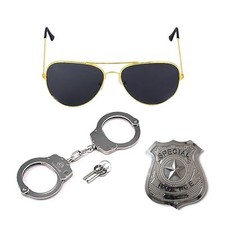 Adult's 3pc Police Set Sunglasses, Handcuffs, Badge Party Dress outfit Accessory