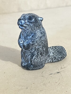 Vtg Carved Soap Stone 6.5cm Beaver, Wolf Original  Canada Sculpture Figure