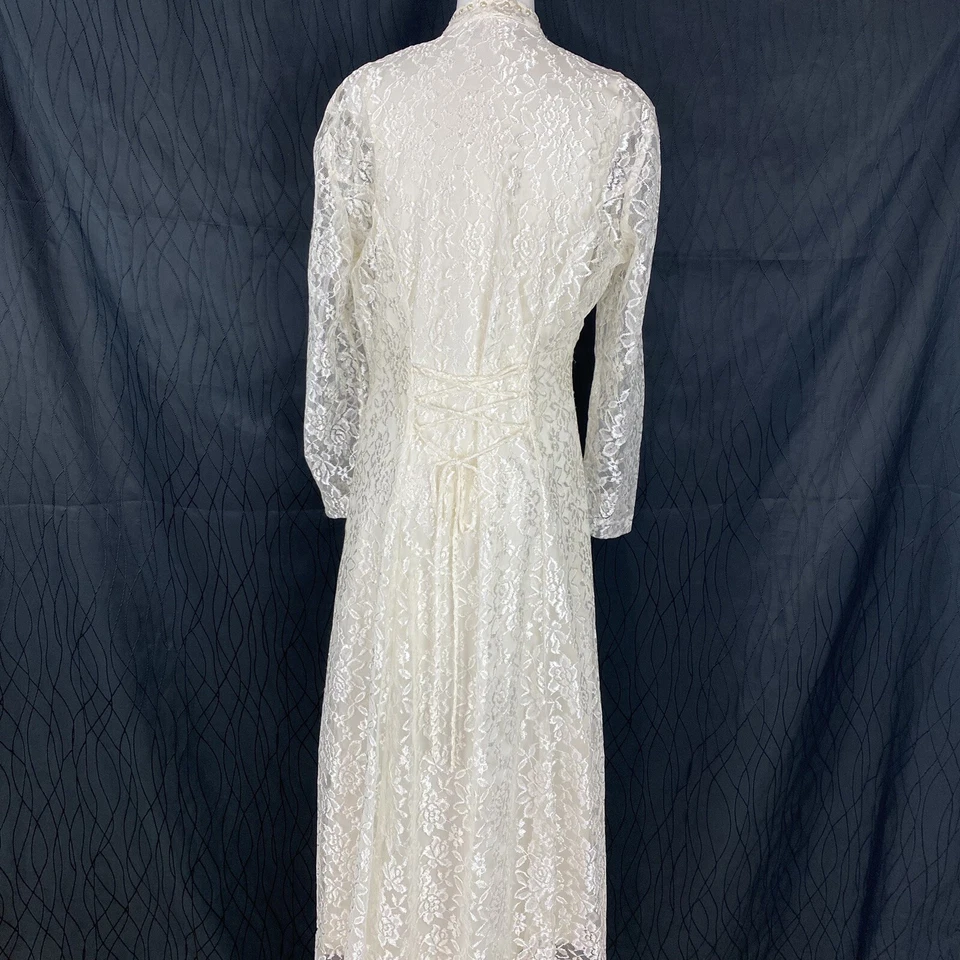 New Froniter Summer lace Dress Ivory Lace Pearl A Line Size 11 USA - Image 4 of 4