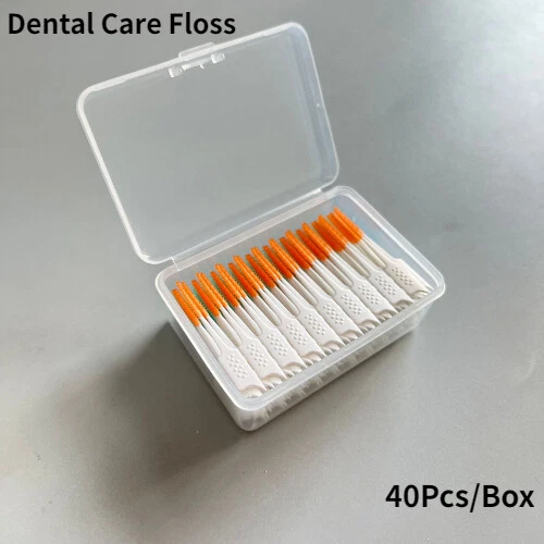 40 piezas/caja de hilo dental para el cuidado dental, palillos de dientes, palos interdentales, cepillo limpio Foto 2 de 4