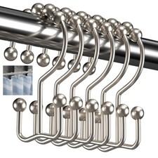 Shower Curtain Hooks Rings Rust Proof Metal Double Glide for Shower Rods 12 Hook