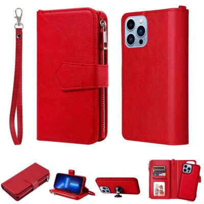 For iPhone 17 16 15 14 13 12 Pro Max Plus Detachable Case Magnetic Wallet Cover