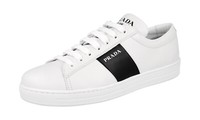 Prada Leder District Avenue Sneaker - 2EE389 - Weiss Schwarz - Neu - 6,5 40,5