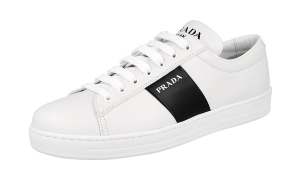 Prada Leder District Avenue Sneaker - 2EE389 - Weiss Schwarz - Neu - 6,5 40,5-image