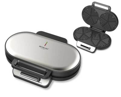 MICHELINO Waffeleisen 1.200 Watt EDS, Doppelwaffel-Automat, silber