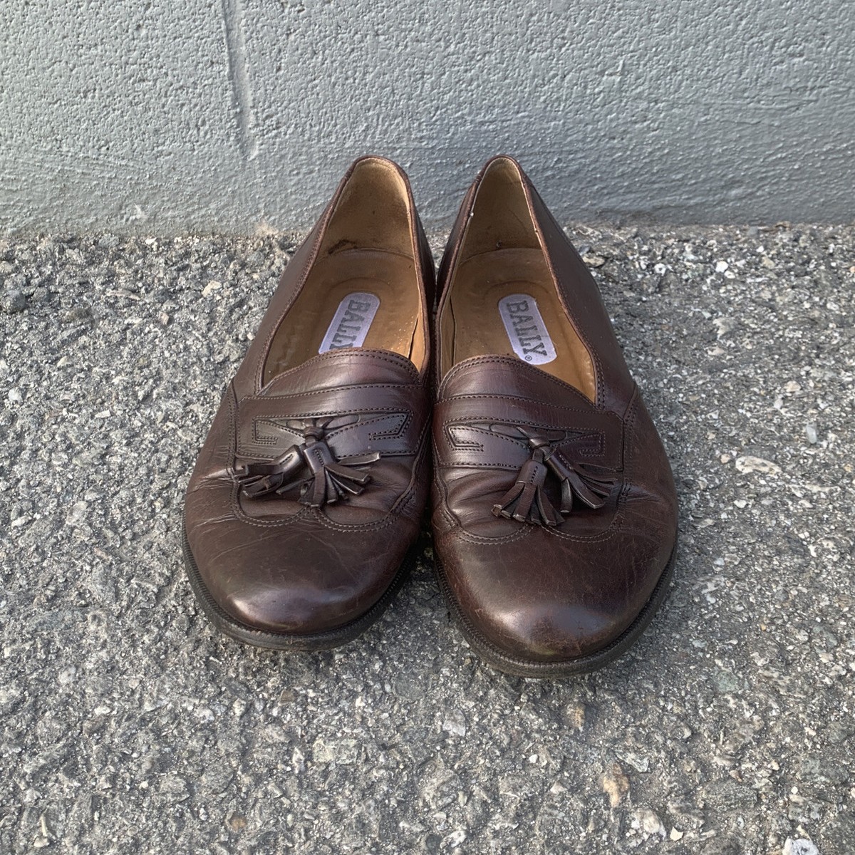 Bally Sz 8 1/2 E Wingtip Tassel Loafers Brown Italy Unisex  display picture 3