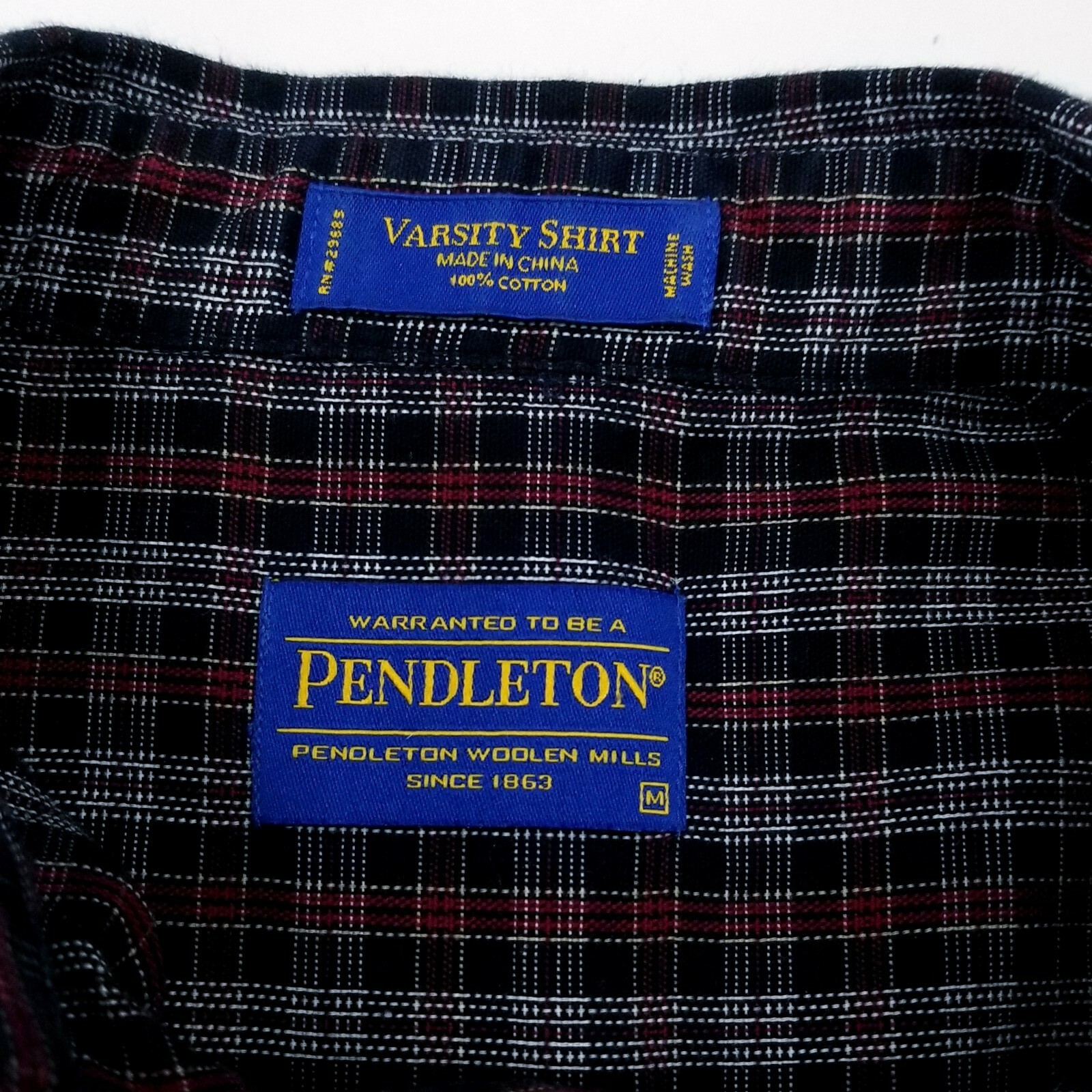 Pendleton Mens Button Down Shirt M Red Blue Plaid… - image 7