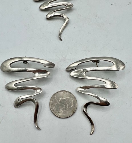 Vintage Sterlingsilber Zickzack Pin/Brosche & Ohrring Set signiert MICHI - Bild 3 von 10